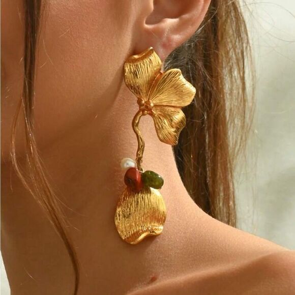 Flower drop earrings N1178 - Picture 1 of 4